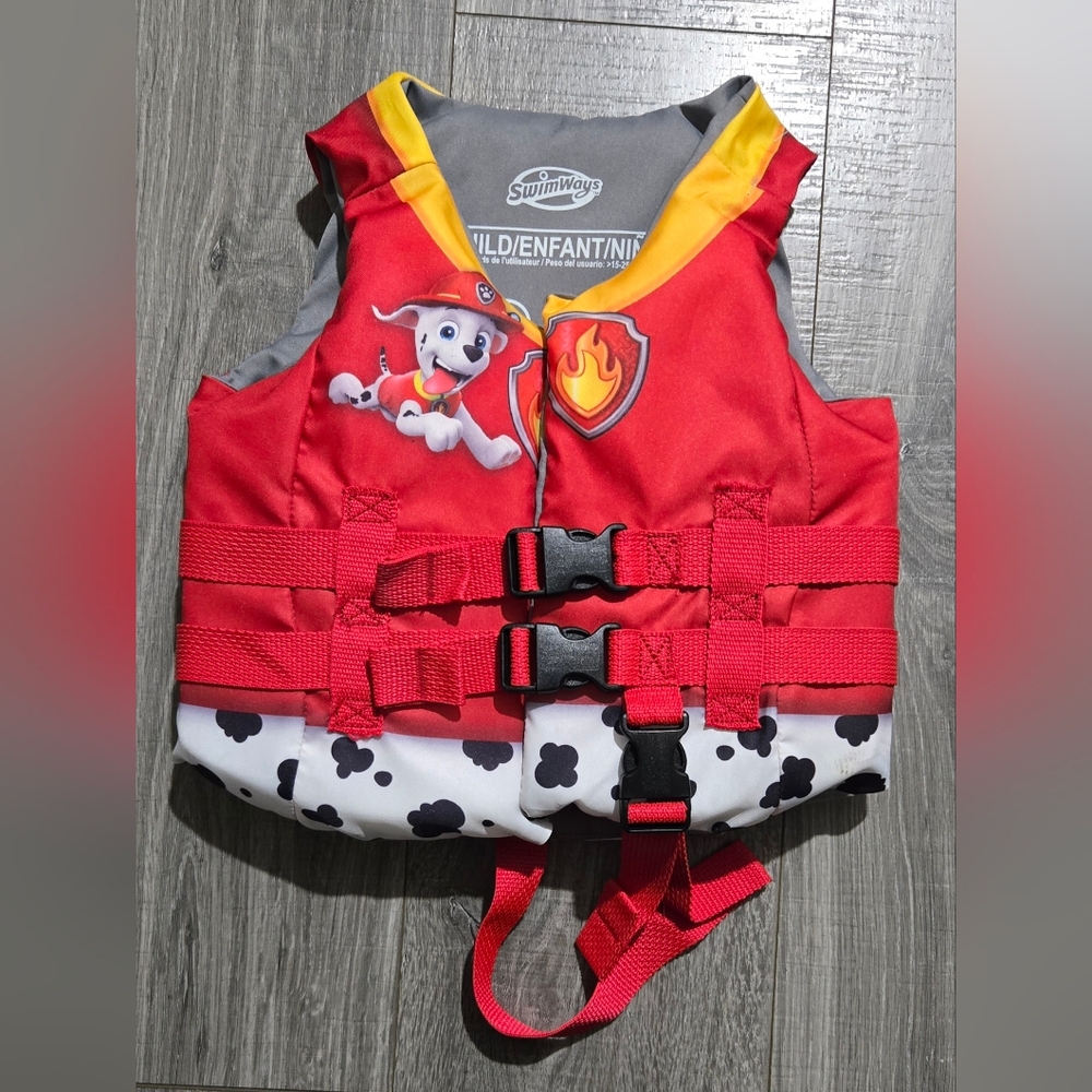 SwimWays Paw Patrol Marshall Kids Life Jacket Vest 33–35 lbs Red Yellow.